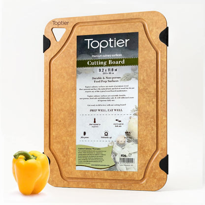 Cutting Board for Kitchen Dishwasher Safe,  Wood Fiber Cutting Board, Eco-Friendly, Non-Slip, Juice Grooves, Non-Porous, BPA Free, Small Silicone Cutting Board, 11.5 X 9.25-Inch, Natural Slate